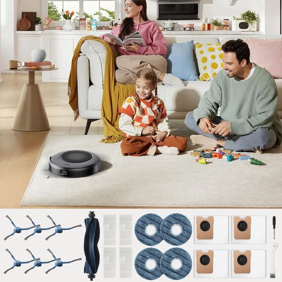 MXZONE 20 Stück Staubsauger Zubehör für Eufy Omni C20 Saugroboter, 1 Hauptbürste, 4 Wischtücher, 4 Filter, 6 Seitenbürsten, 4 Staubbeutel, 1 Reinigungsbürste, 1 Schraubenzieher