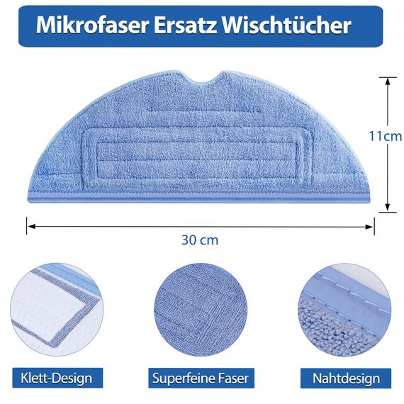 6 Stück Wischtuch-Pads für Roborock S7, Mikrofaser-Wischmopp für Xiaomi für Roborock S7+/MaxV/Plus/Ultra/S8/S8+/T7S/T7S Staubsauger, wiederverwendbares und waschbares Pad-Zubehör
