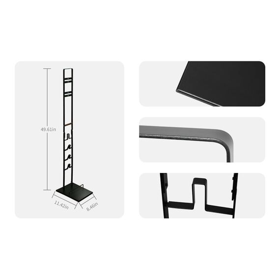Bison Ständer für Dyson Akkusauger – Organizer & Halterung für Dyson V15s, V15, V12 Slim, V11, V10, V8, V7, V6, DC30 – DC35 Standfuß mit Rahmen für Dyson Akkusauger (Schwarz mit Holzgriff)
