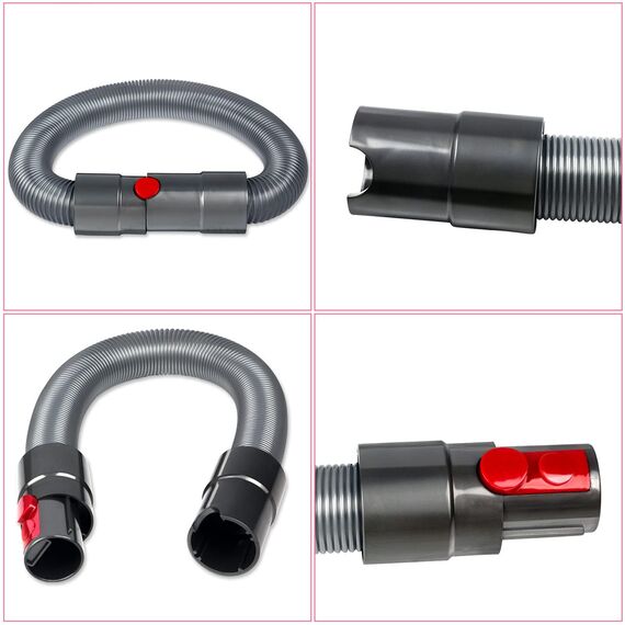 3 Stück Rückstandsloser Staubpinsel Staubsauger Zubehör Set, Kratzfreie Staubbürste für Dyson Schlauch V7/V8/V10/V11/V15 Zubehör, Verlängerung Flexibler Schlauch für Dyson