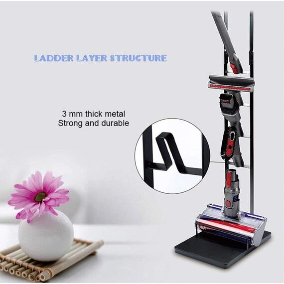 Bison Ständer für Dyson Akkusauger – Organizer & Halterung für Dyson V15s, V15, V12 Slim, V11, V10, V8, V7, V6, DC30 – DC35 | Standfuß mit Rahmen für kabellose Dyson Staubsauger (Schwarz)