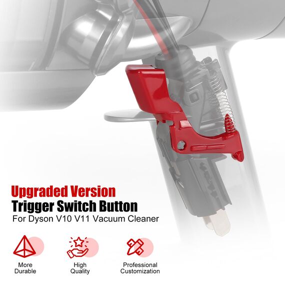 Verbesserter Triggerschalter-Knopf Ersatz für Dyson V10 V11 SV12 SV14 Staubsauger Trigger Teil, Schalter roter Netzschalter Taste Ausfall Reparatur Zubehör