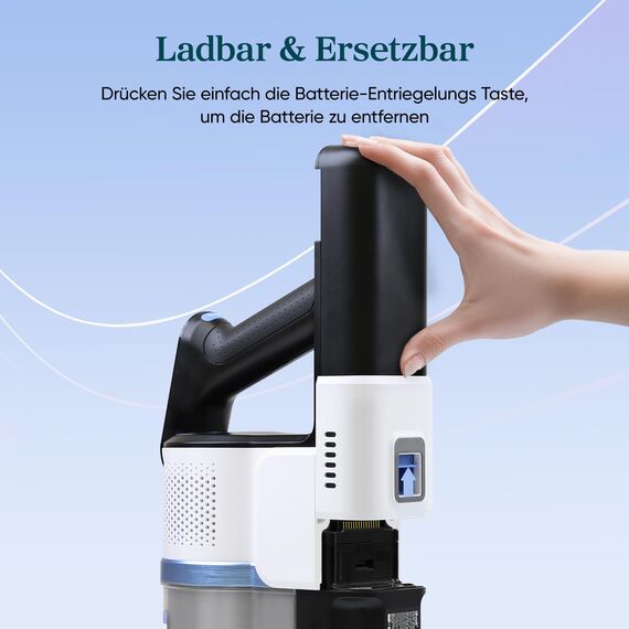 Levoit Originaler Ersatzbatterie für AERO Akku Staubsauger, Laufzeit bis zu 70 Minuten, 8 * 2500mAh Lithium-Batterien, Ladezeit 3-4 Stunden, weiß