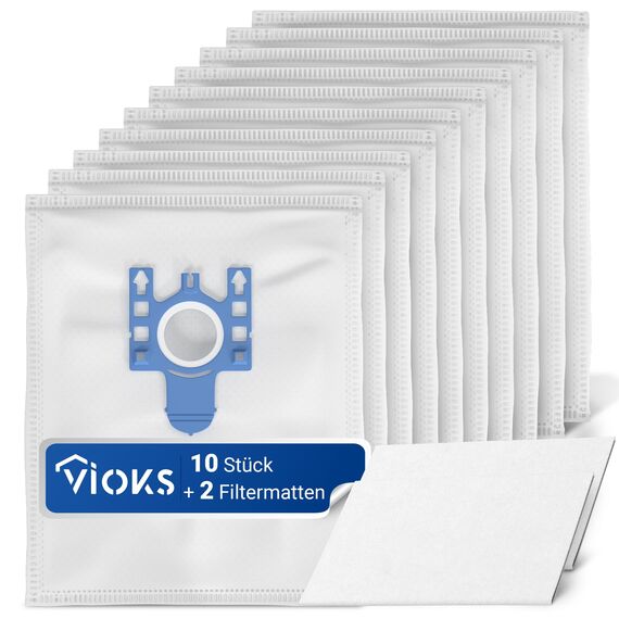 VIOKS 10x Staubsauger Beutel Ersatz für Miеle Staubsaugerbeutel 9917730 + 2x Filtermatte passend für S 8340 Miеle Staubsaugеr & Ersatz für Miеlе GN Staubsaugеrbеutel