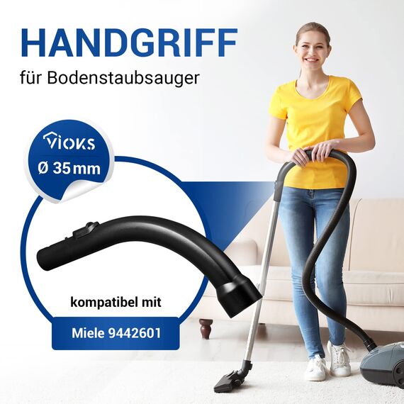 VIOKS Handgriff Griff Ersatz für Miеlе Handgriff Staubsauger 9442601 - Griffrohr 35mmØ passend für s8340 S381 Miеlе Staubsauger C1 C2 C3 S2 S4 S5 S6 S8 Compact Classic S8000 S6000 S5000 S4000