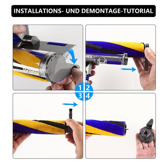 Yivy Ersatz Bürstenwalze für Dyson Gen5/V15 und V15 Detect Slim /V12 Slim /V10 Slim/V8 Slim Series Staubsauger Softwalzen Bodendüse, Gelb und Blau Fluffy Bürstenleiste Teil Nr. 971634-01