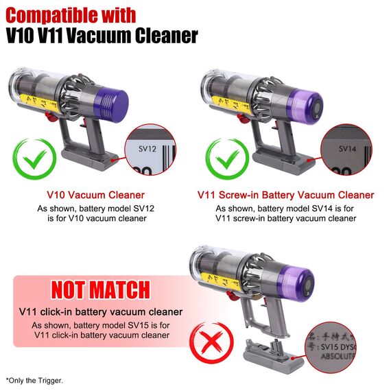 Verbesserter Triggerschalter-Knopf Ersatz für Dyson V10 V11 SV12 SV14 Staubsauger Trigger Teil, Schalter roter Netzschalter Taste Ausfall Reparatur Zubehör