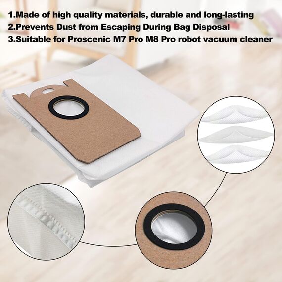 6er-Pack Staubbeutel für Proscenic M8 Pro / M7 Pro / M7 MAX, für Neabot NoMo N1+, N1 Plus, N2 Staubsauger Zubehör