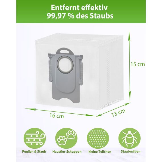 KGC 10 Stück Staubbeutel für Roborock S8+/ S8 Pro Ultra/ S7/ S7 MaxV Ultra/ S7 Pro Ultra/ Q7+/ Q7 Max+/ Q8 Max+/ Q5 Pro+ Staubsauger Absaugstation, Ersatzbeutel Zubehörset Staubsaugerbeutel Ersatzte