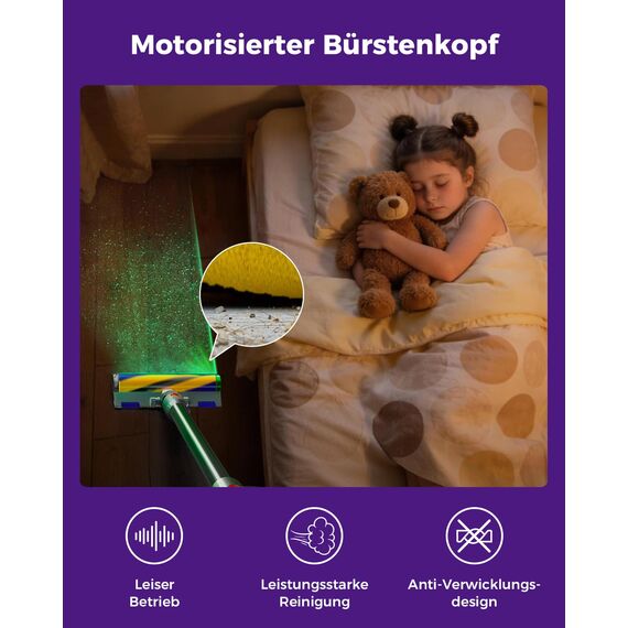 V15 Bodenbürste Ersatz für Dyson V7 V8 V10 V11 V15,LED-Beleuchtete Bürste mit grünem Licht,Anti-Tangle Bodendüse für Hartböden,Ersatzbürste & Zubehör für Dyson