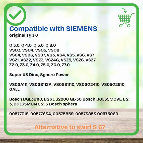 10 Staubsaugerbeutel kompatibel mit Siemens VSQ8M1 Q 8.0 extraKlasse Staubsauger - VZ41FGALL,Typ G von Microsafe