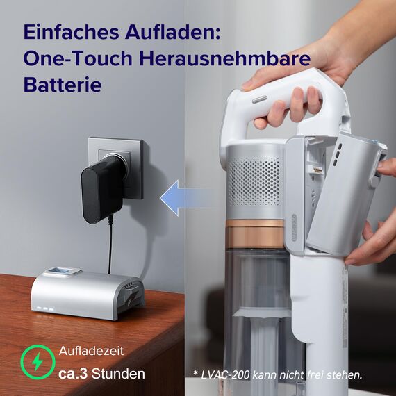 Levoit Originaler Ersatzbatterie für LVAC 200 Gold Akku Staubsauger, Laufzeit von 12 bis zu 50 Minuten, Ladezeit 3-4 Stunden, 2200mAh Lithium-Batterien