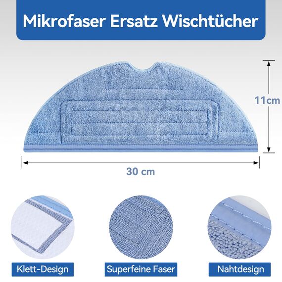 KGC Ersatz Wischtücher für Roborock S8 Wischtücher,Mikrofaser Wischmop Kompatibel mit Xiaomi Roborock S7/S7+/S7 MaxV/S7 MaxV Plus/S7 MaxV Ultra/S8/S8+ Wiederverwendbar&Waschbar(3 Stück)