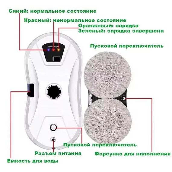 Fensterreinigungsroboter mit automatischem Wasserstrahl, 5600 PA, automatischer Fensterreiniger, intelligente Navigation, Fernbedienung, für glatte Oberflächen, mit 10 Reinigungstüchern (A 5600Pa)
