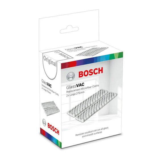 Bosch großer Ersatz-Mikrofaserlappen (Fenstersauger Glass-VAC, für Glas und Glatte Oberflächen, 2 Stück)
