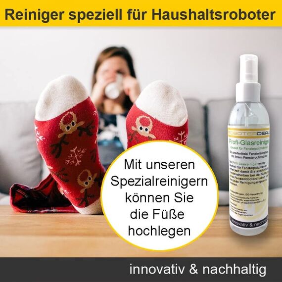 Roboter Deals - Profi-Glasreiniger für Ecovacs Winbot Fensterputzroboter (besonders Streifenfrei). Nicht schäumend, geheime Reinigungs-Formel & 100% geprüfte Qualität.