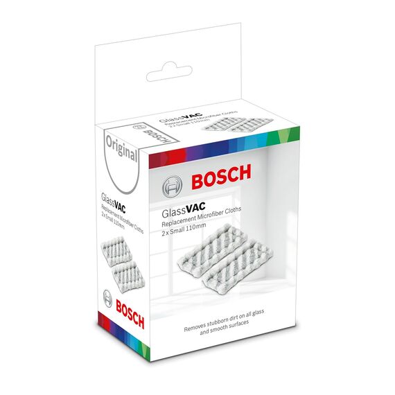 Bosch Kleiner Ersatz-Mikrofaserlappen (für Fenstersauger GlassVAC, für Glas und Glatte Oberflächen, 2 Stück)
