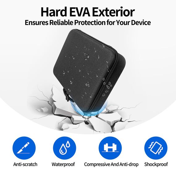 JOYSOG Hartschalen-Organizer-Tasche für Ecovacs Mini-Fensterreinigungsroboter, schützende Tragetasche (35 x 25,5 x 8,5 cm) (schwarz)