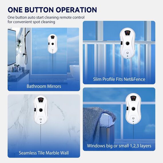 Fensterreinigungsroboter mit automatischem Wasserstrahl, 5600 PA, automatischer Fensterreiniger, intelligente Navigation, Fernbedienung, für glatte Oberflächen, mit 10 Reinigungstüchern (A 5600Pa)