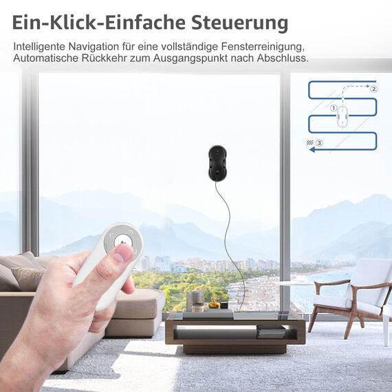 HUTT S7 Plus Fensterputzroboter mit Akku Abnehmbarer (Etwa 60 Min Reinigung) 5500Pa, 3D Schwebendes Doppelantrieb, Automatischer Fensterputzer Elektrisch Sprühfunktion 80ml Tank HUTTHINK5.0, Koffer