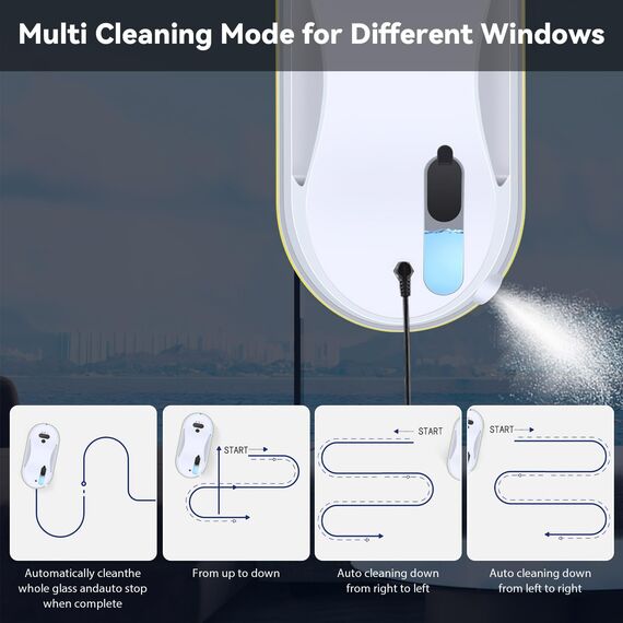 Fensterputzroboter, 5600Pa Leistungsstarker Fensterroboter, Doppelte Düse, Intelligente Navigation, Kantenerkennung, Fensterroboter mit Sprühfunktion für alle Glatten Oberflächen, 10 Mikrofasertücher