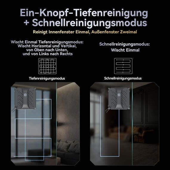 Fensterputzroboter mit 6 Wasserdüsen, 8000 PA Saugkraft und Kantenerkennungstechnologie für Innen- und Außenfenster. Inklusive 100 ML Doppelwassertank für effiziente (YW758)