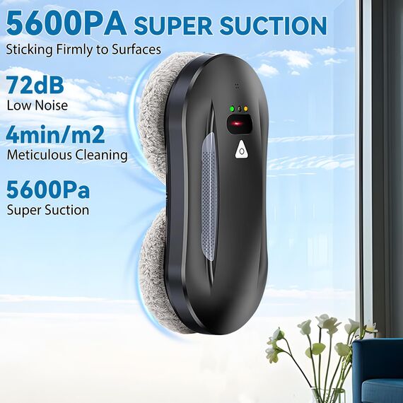 Oamger Fensterputzroboter, 5600Pa Fensterputzroboter mit Doppelter Sprühfunktion, Fernbedienung, Intelligente Navigation, Kantenerkennungssystem, Fensterreiniger Roboter für Innen- und Außenfenster