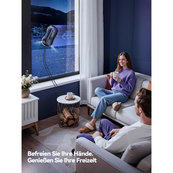 Yeerain Fensterputzroboter mit Sprühfunktion, Turbo Boost Saugkraft 7000Pa, Leiser Betrieb, 3 Reinigungsmodi, Intelligente Wegplanung, Randerkennung, Inklusive 10 Reinigungstüchern