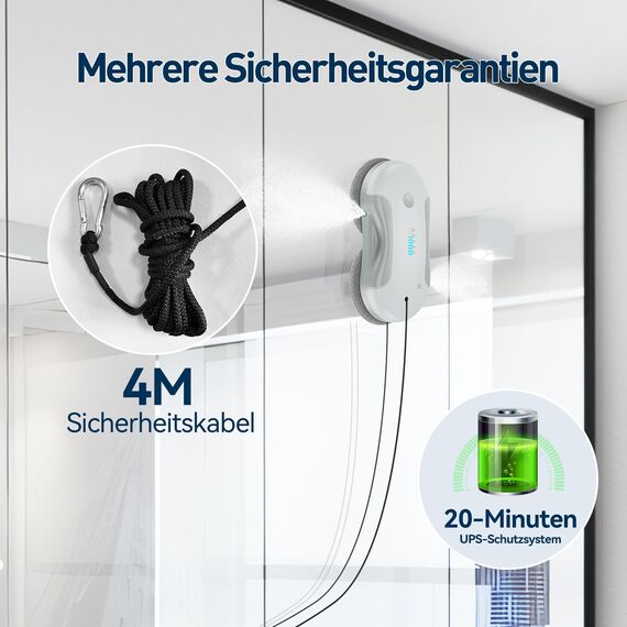 Fensterputzroboter, Fensterreiniger Roboter Elektrisch mit 80ml Doppel-Wassersprühsystem, 5800 Pa Saugleistung, Fensterroboter mit Mehrsprachen-Umschaltung Geeignet für Innen- und Außenfenster