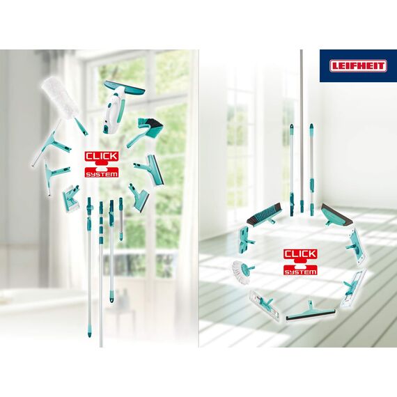Leifheit Fenstersauger Set Dry and Clean mit Saugdüse 28 cm und 17 cm für streifenfreie 360° Reinigung, Fensterreiniger verwendbar bis zu 38 min, Fensterputzer mit Stand-by-Automatik und Click-System