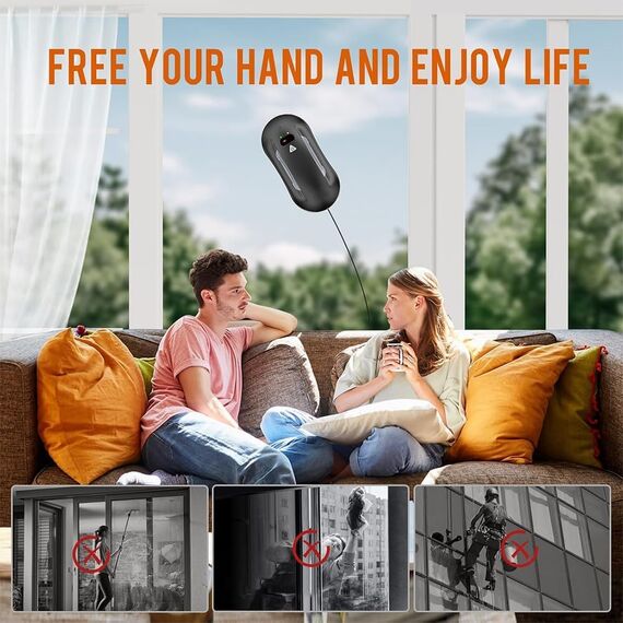 Oamger Fensterputzroboter, 5600Pa Fensterputzroboter mit Doppelter Sprühfunktion, Fernbedienung, Intelligente Navigation, Kantenerkennungssystem, Fensterreiniger Roboter für Innen- und Außenfenster