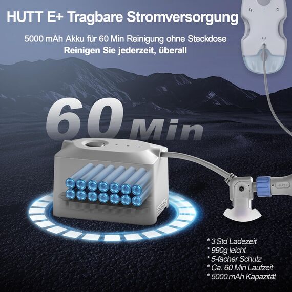 HUTT S7 Plus Fensterputzroboter mit Akku Abnehmbarer (Etwa 60 Min Reinigung) 5500Pa, 3D Schwebendes Doppelantrieb, Automatischer Fensterputzer Elektrisch Sprühfunktion 80ml Tank HUTTHINK5.0, Koffer