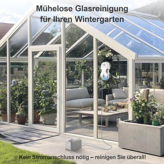 HUTT S7 Plus Fensterputzroboter mit Akku Abnehmbarer (Etwa 60 Min Reinigung) 5500Pa, 3D Schwebendes Doppelantrieb, Automatischer Fensterputzer Elektrisch Sprühfunktion 80ml Tank HUTTHINK5.0, Koffer