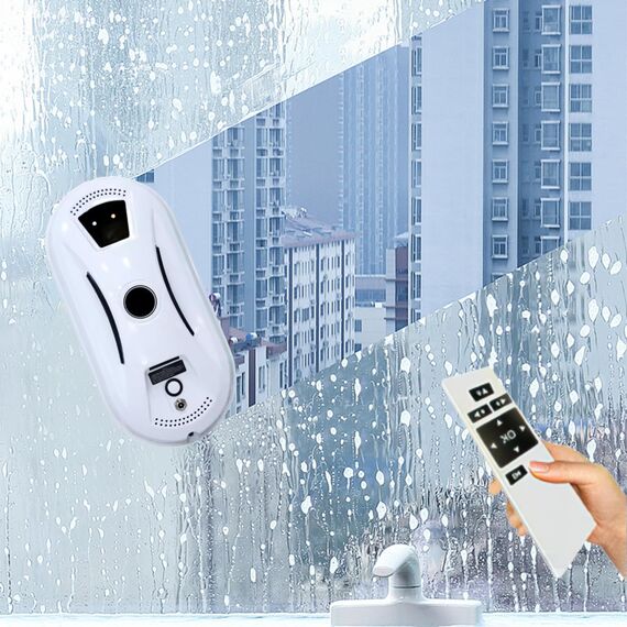 Fensterreinigungsroboter mit automatischem Wasserstrahl, 5600 PA, automatischer Fensterreiniger, intelligente Navigation, Fernbedienung, für glatte Oberflächen, mit 10 Reinigungstüchern (C 2800 Pa)