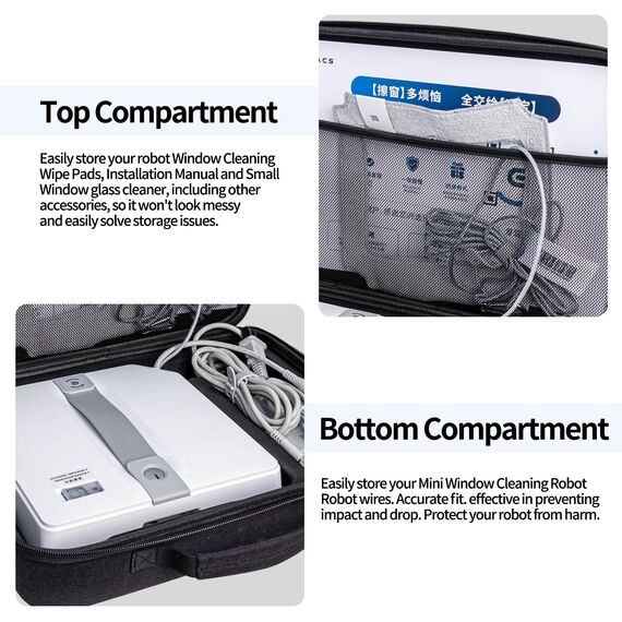 JOYSOG Hartschalen-Organizer-Tasche für Ecovacs Mini-Fensterreinigungsroboter, schützende Tragetasche (35 x 25,5 x 8,5 cm) (schwarz)