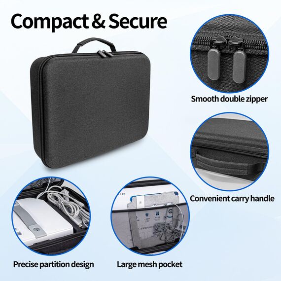 JOYSOG Hartschalen-Organizer-Tasche für Ecovacs Mini-Fensterreinigungsroboter, schützende Tragetasche (35 x 25,5 x 8,5 cm) (schwarz)