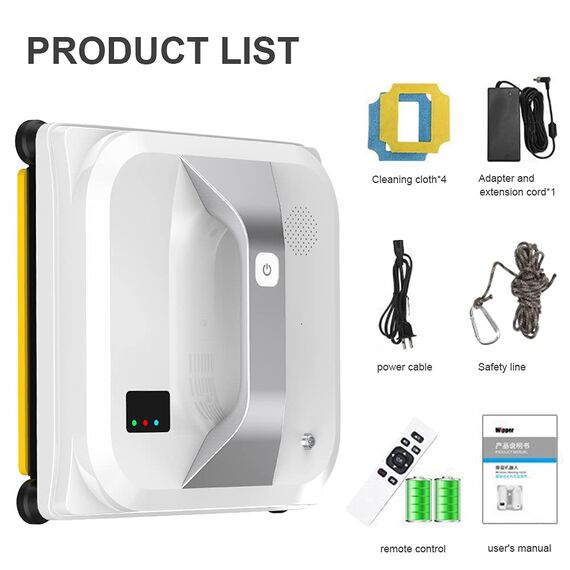 Topchances Roboter-Fensterreiniger – Smart Glasreinigung Robotertechnologie App & Remote Powered Washer für Tisch hohe Fenster Decke magnetisch automatisch für den Innen- und Außenbereich – Weiß