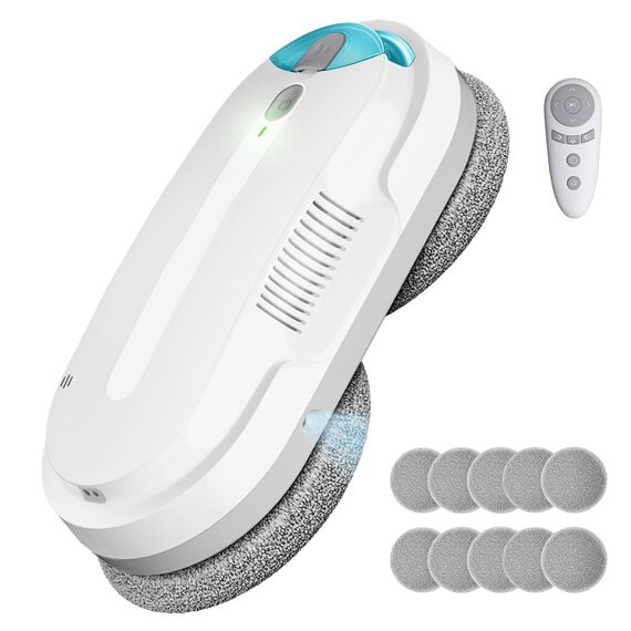 HIXZAP fensterputzroboter mit bidirektionalem ultraschall-zerstäubungs-wasserstrahl und 85ml-wassertank – fensterroboter mit starker saugkraft und luftdrucksensor für gründliche Reinigung Bildschirm