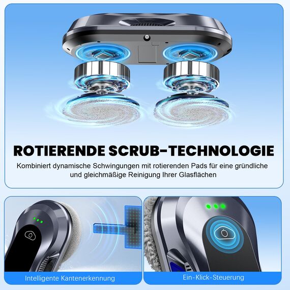 Shiptree Fensterputzroboter 2025, 6000Pa, Doppeldüsen-Sprühfunktion Fensterroboter, <65dB, Kanten Erkennung, Stromausfallschutz, Smart Routenplanung, 10 Reinigungstücher, für Fenster/Fliesen zu Hause