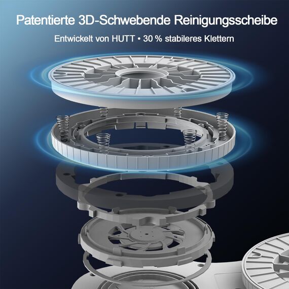 Hutt S7 Fensterputzroboter mit aktiver Sprühfunktion, 5500 Pa Saugkraft, 3D Schwebepad, automatischer Fensterreiniger elektrisch mit 80 ml Tank, Mehrfachschutz, 8× Reinigungslappen, Transportkoffer