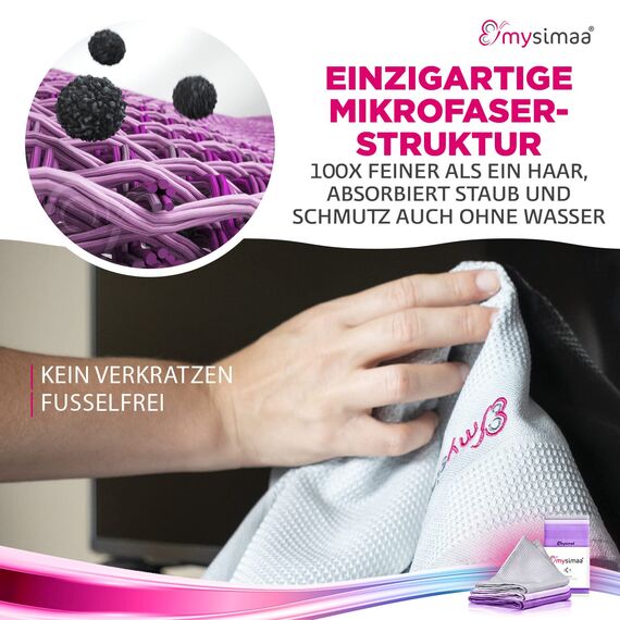 mysimaa® Premium Mikrofaser-Reinigungstücher – Professionelles Mikrofasertuch oder Staubwedel zur Reinigung, um streifenfreien, fusselfreien Glanz in Haushaltsprodukten, Autoreinigung, Küche, Geschirr