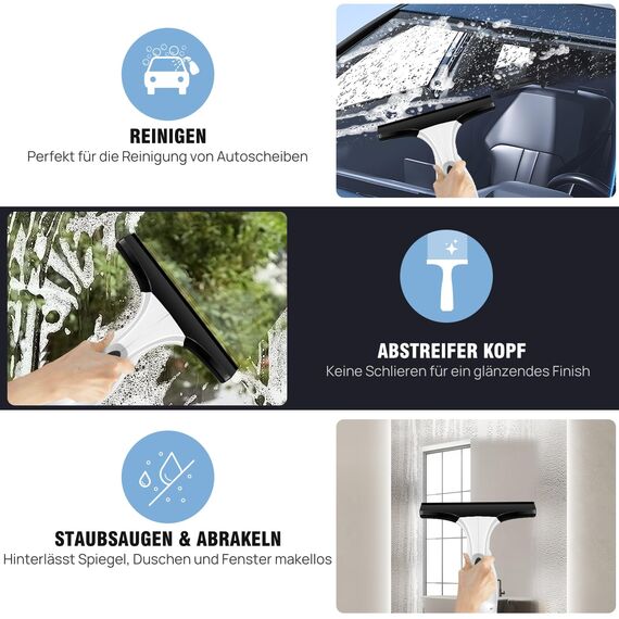 Abzieher für Fenster, Fensterstaubsauger, Kabelloses Elektrisches Reinigungswerkzeug für Glas, Duschtür, Auto Windschutzscheibe, 150 ml Wassertank, Elektrischer Fensterreiniger Staubsauger