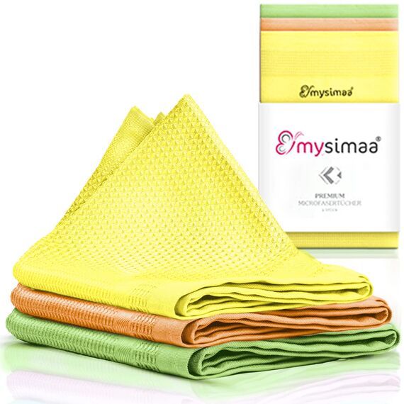 mysimaa Mikrofasertücher 40x40 – Fenstertuch Streifenfrei, Microfasertuch Autopflege, Putzlappen Küche - Reinigungstücher und Putztücher ohne Putzmittel, Auto, Staubtücher