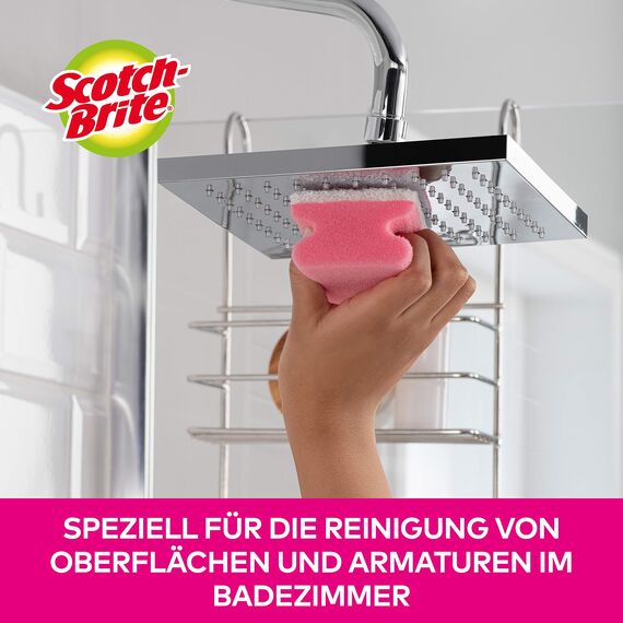 Scotch-Brite Reinigungsschwamm für das Bad, 16 Stück pro Packung - zum Reinigen von empfindlichen Oberflächen im Badezimmer, Weiss