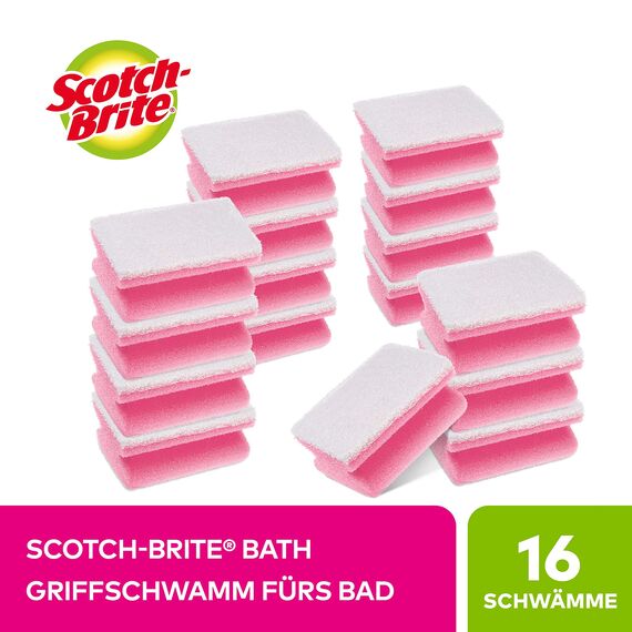Scotch-Brite Reinigungsschwamm für das Bad, 16 Stück pro Packung - zum Reinigen von empfindlichen Oberflächen im Badezimmer, Weiss