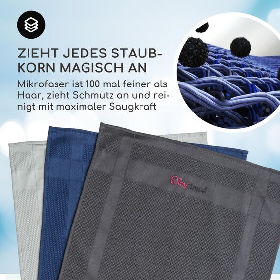 mysimaa 3X Microfasertuch für Autopflege, Haus, Küche, Fenster, Glas & Auto, Große Weiche Mikrofaser Putztücher, Fusselfreies Microfaser Lappen, Profi Mikrofasertücher, Microfaser Putztuch