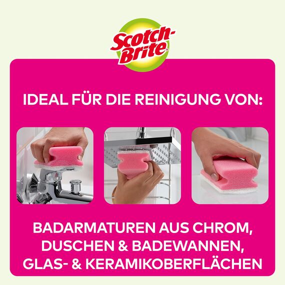 Scotch-Brite Reinigungsschwamm für das Bad, 16 Stück pro Packung - zum Reinigen von empfindlichen Oberflächen im Badezimmer, Weiss