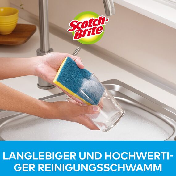Scotch-Brite Delicate nicht kratzender Reinigungsschwamm, 12 Stück - ideal für den täglichen Abwasch, auch für antihaftbeschichtetes Kochgeschirr und Glas, Blau - Kratzfrei