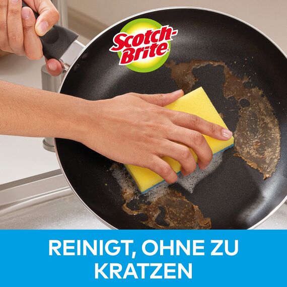 Scotch-Brite Delicate nicht kratzender Reinigungsschwamm, 12 Stück - ideal für den täglichen Abwasch, auch für antihaftbeschichtetes Kochgeschirr und Glas, Blau - Kratzfrei