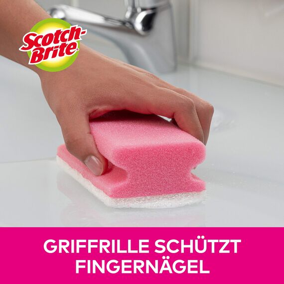 Scotch-Brite Reinigungsschwamm für das Bad, 16 Stück pro Packung - zum Reinigen von empfindlichen Oberflächen im Badezimmer, Weiss